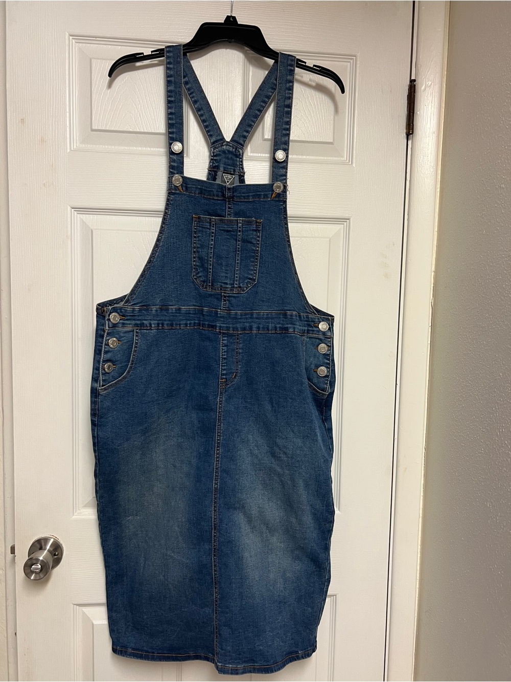Denim Overall Midi Dress - Blue
